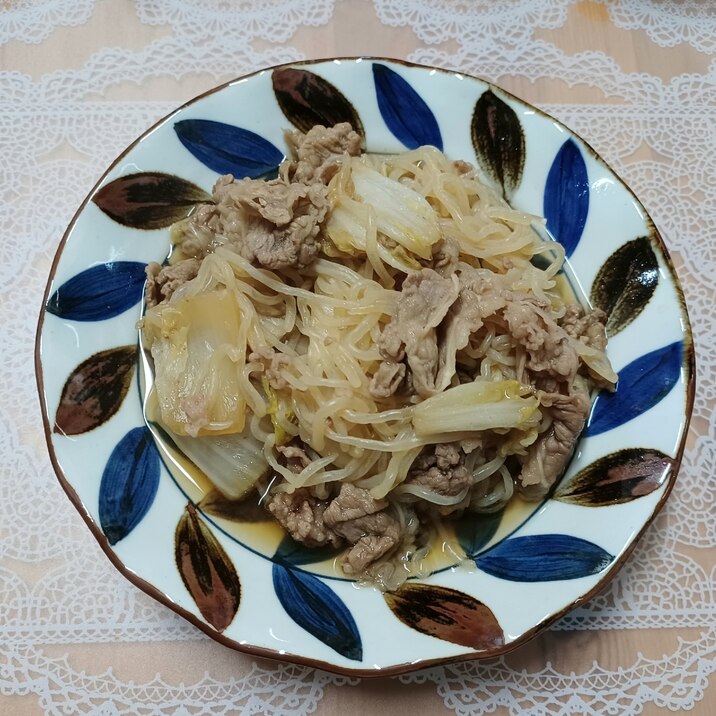 牛肉と白菜と糸こんにゃくのすき煮